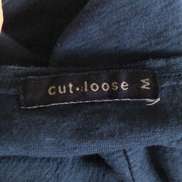 Cut Loose V Neck Patchwork Sleeveless Tank Dress Navy Linen Blend Sz M Cruise - Picture 6 of 6